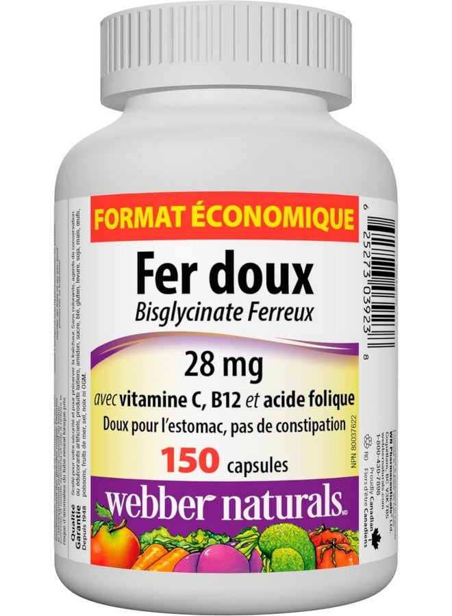Webber Naturals Gentle Iron Supplement with Vitamin C, B12 and Folic Acid, 28 mg, 150 Capsules, Stomach-Friendly, Non-Constipating, Helps Prevent Iron Deficiency Anemia - Image 2