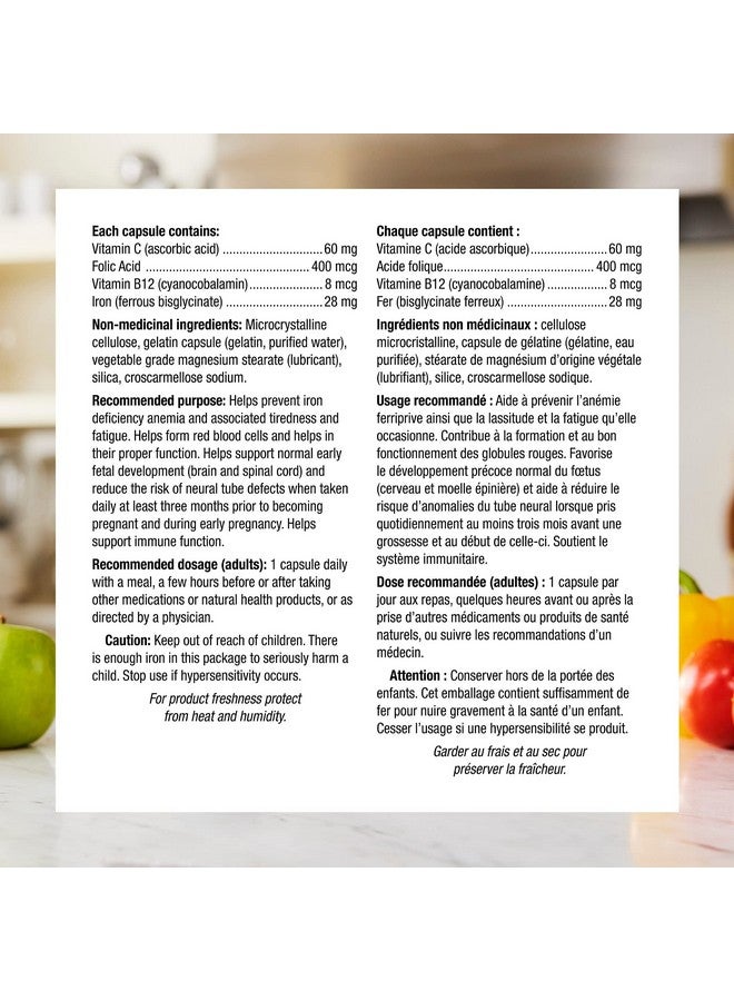 Webber Naturals Gentle Iron Supplement with Vitamin C, B12 and Folic Acid, 28 mg, 150 Capsules, Stomach-Friendly, Non-Constipating, Helps Prevent Iron Deficiency Anemia - Image 4