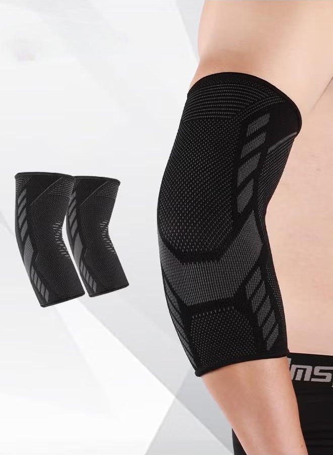 Generic 2 Pack Elbow Compression Sleeve, High Elastic Elbow Brace for Women & Men, Sweat-wicking & Breathable Arm Compression Sleeves for Tennis, Golfer, Badminton, Weightlifting, Basketball and Workout, Black (L)  - Image 1
