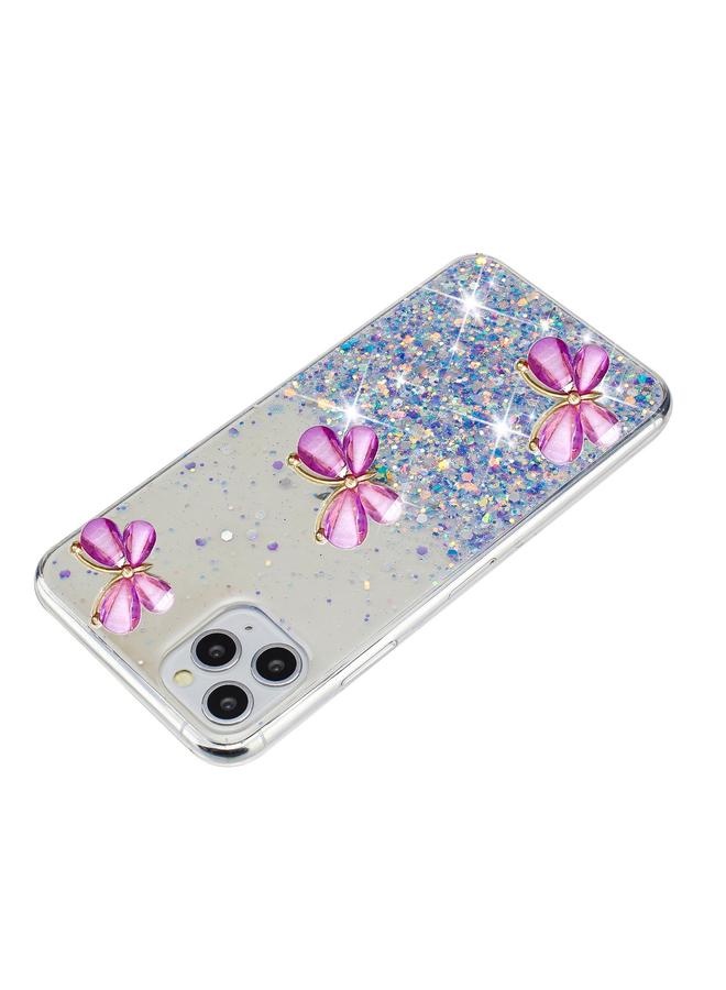 زبون جراب لهاتف iPhone 11 Pro Max، جراب هاتف TPU لامع برسومات سماء مرصعة بالنجوم وفراشة لامعة - Image 4