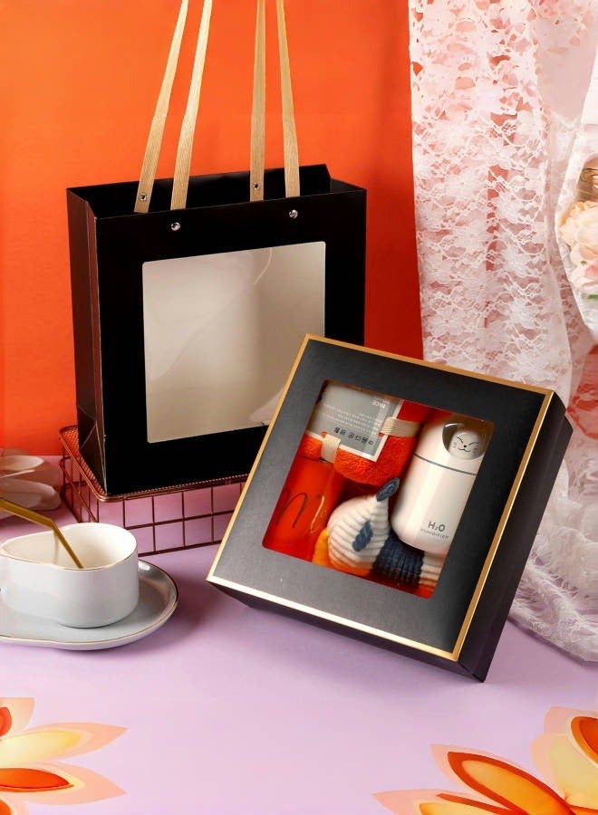 Black Gift Boxes Set 23*23*8cm With Gift Bags Present Box For Men's,Birthday,Bridesmaid Proposal Box - Image 2