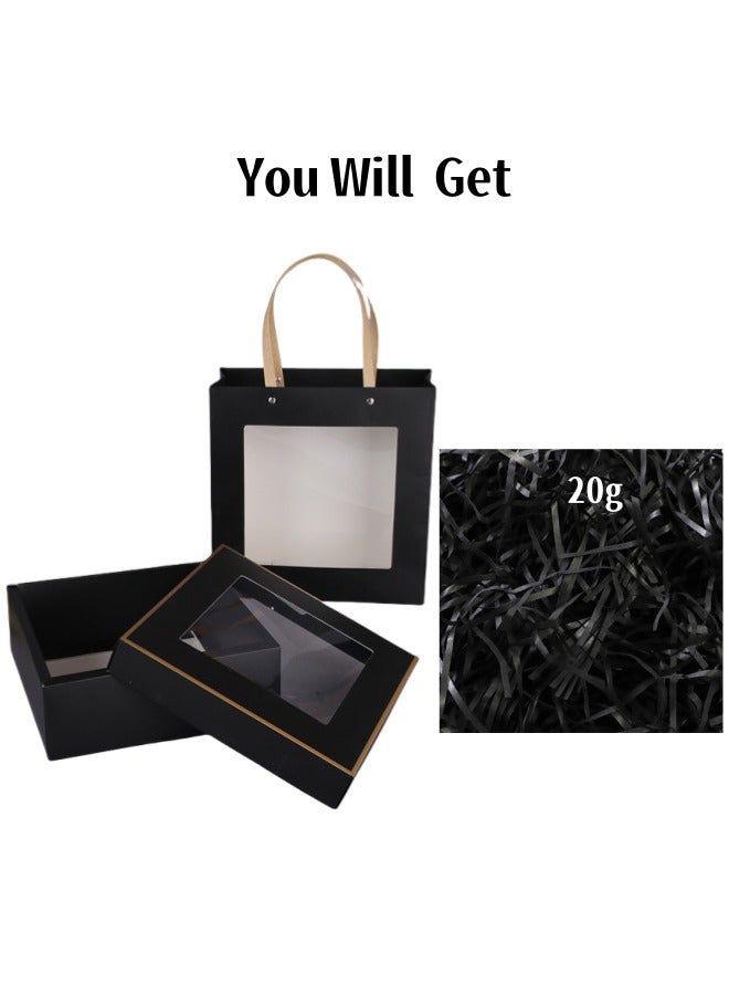Black Gift Boxes Set 23*23*8cm With Gift Bags Present Box For Men's,Birthday,Bridesmaid Proposal Box - Image 4