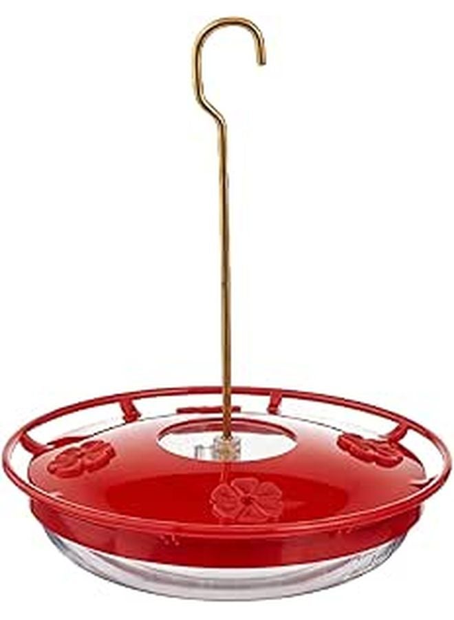 Red Hummingbird Feeder With Stainless Steel Hook 4 Feeding Ports Wide Mouth Outdoor Garden - Image 1