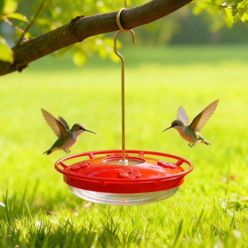 Red Hummingbird Feeder With Stainless Steel Hook 4 Feeding Ports Wide Mouth Outdoor Garden - Image 4