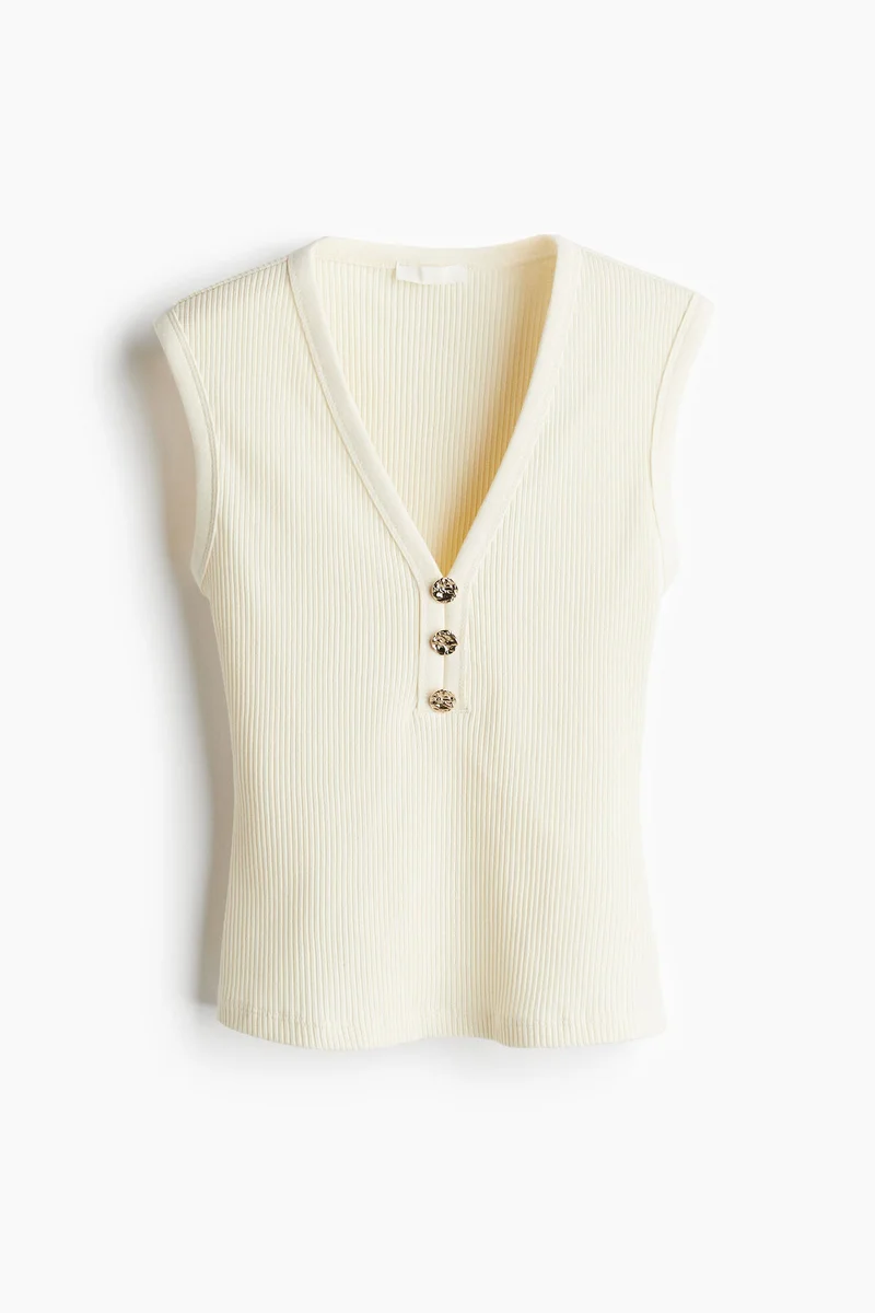 H&M Ribbed button-front vest top