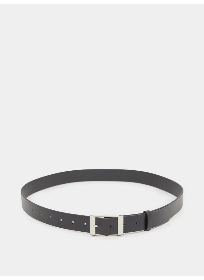 ستايلي Styli  Metal Buckle Black Waist Belt
