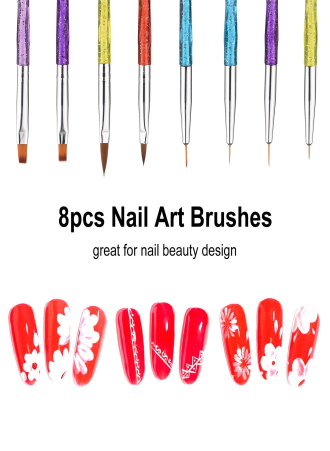 8pcs Professional Nail Art Brushes Pens Acrylic UV Gel Builder Brushes Set for Nail Painting Drawing DIY Nail Tool - Image 2