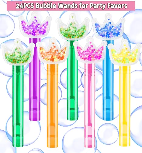 PLOUGVI 24PCS Glitter Crown Bubble Wands Toys for Kids Princess Birthday Party Favors Supplies Decorations Classroom Prizes Pinata Fillers Goodie Bag Stuffers Gifts - Image 5