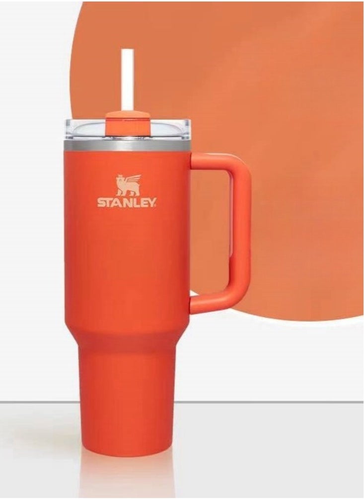 Stanley - Quencher H2.0 FlowState Stainless Steel Vacuum Insulated Tumbler with Lid and Straw for Water, Iced Tea or Coffee, Smoothie and More, Tigerlily, 40 oz - Image 1