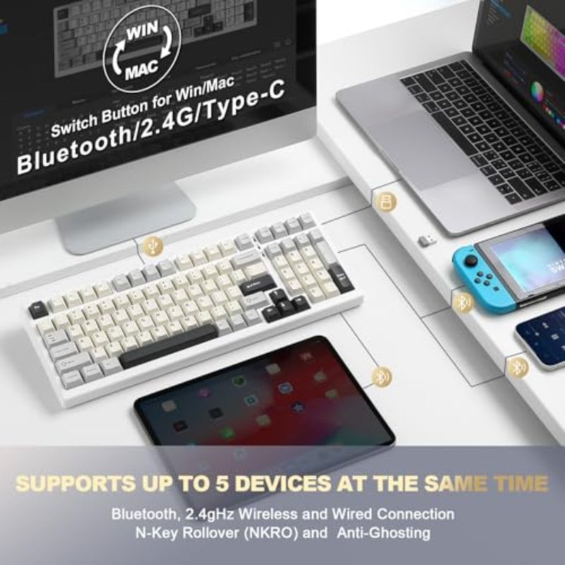 Mechanical keyboard gasket mount, PBT keycaps, white, ultra-quiet typing with precise tactile feedback - Image 5