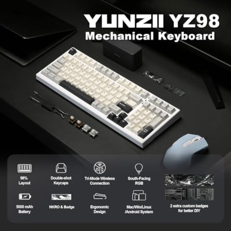 Mechanical keyboard gasket mount, PBT keycaps, white, ultra-quiet typing with precise tactile feedback - Image 2