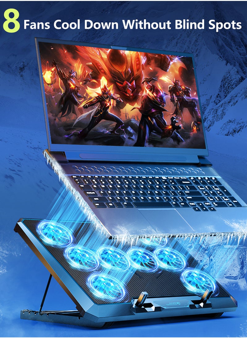 Uwals Laptop Cooling Pad with 8 Quiet Fans 5 Angles 2 USB Port, Laptop Cooler for 12.1-17.3" Laptop  - Image 3