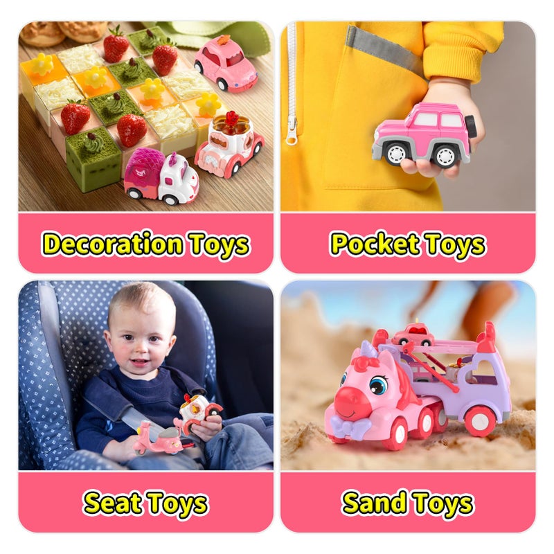 newcrave 7 in 1 Carrier Truck Toys for 1 2 3 Year Old Girl Birthday Gifts Princess Toddler Toys Age 13 24 Toddler Girl Car Toys with Light  Music Toy Car for Girls - Image 3