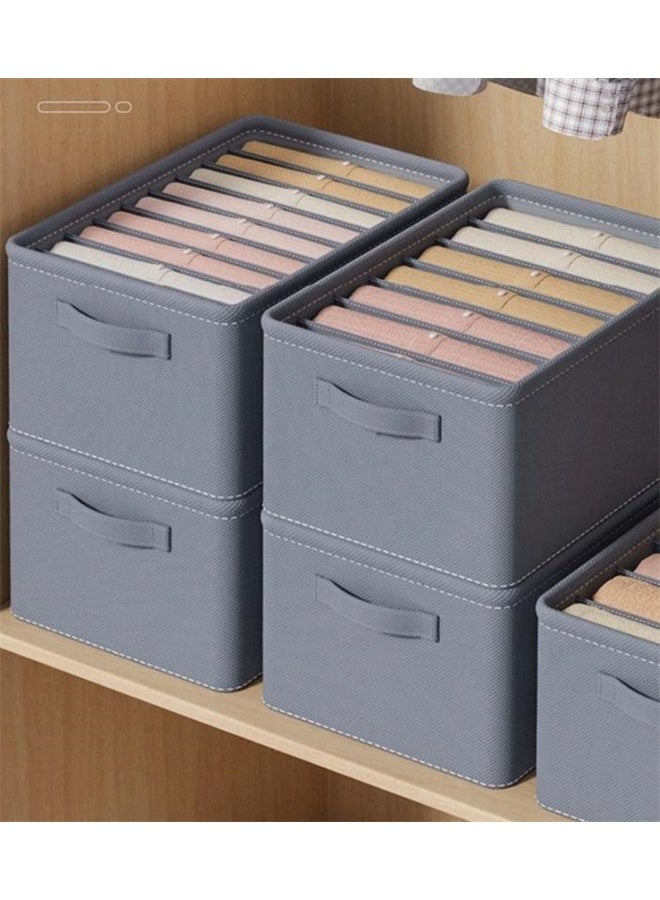 HOMESTAR Set of 2 Large Size Wardrobe Clothes Organizers, 6-Compartment Foldable Drawer Organizers with Handles, for Pants, Sweaters, Jeans, Grey - Image 2