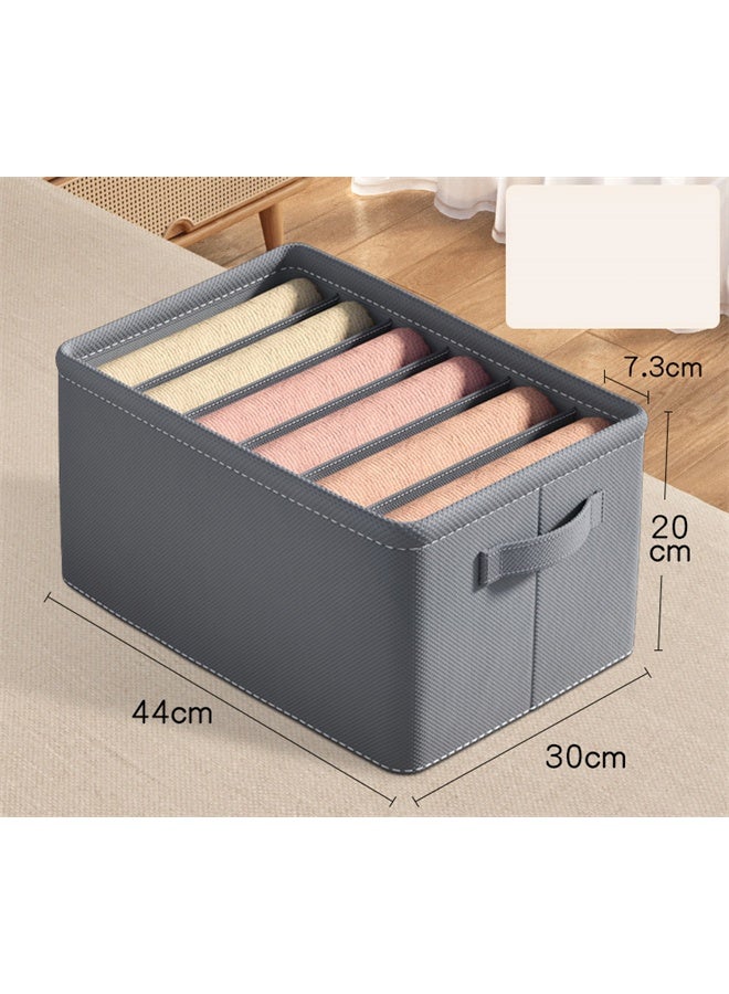 HOMESTAR Set of 2 Large Size Wardrobe Clothes Organizers, 6-Compartment Foldable Drawer Organizers with Handles, for Pants, Sweaters, Jeans, Grey - Image 5