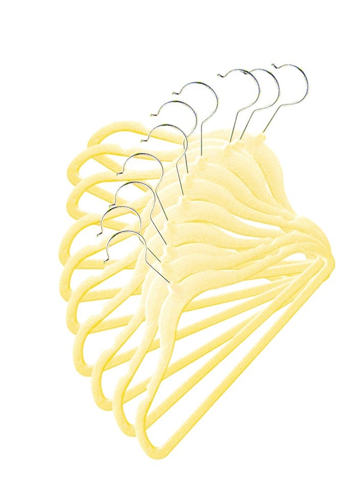 ihomeshop Cute Children's Flocking Hangers, Anti-slip PET Material, 10-Piece, 35cm, Yellow, for Kids' Wardrobe - Image 1