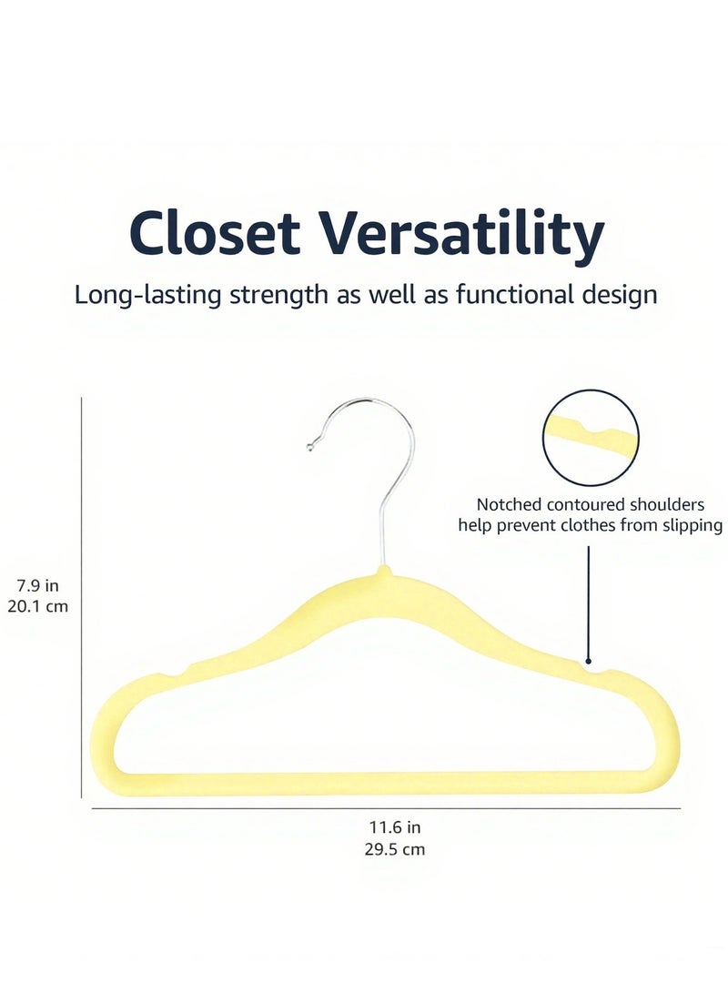ihomeshop Cute Children's Flocking Hangers, Anti-slip PET Material, 10-Piece, 35cm, Yellow, for Kids' Wardrobe - Image 2