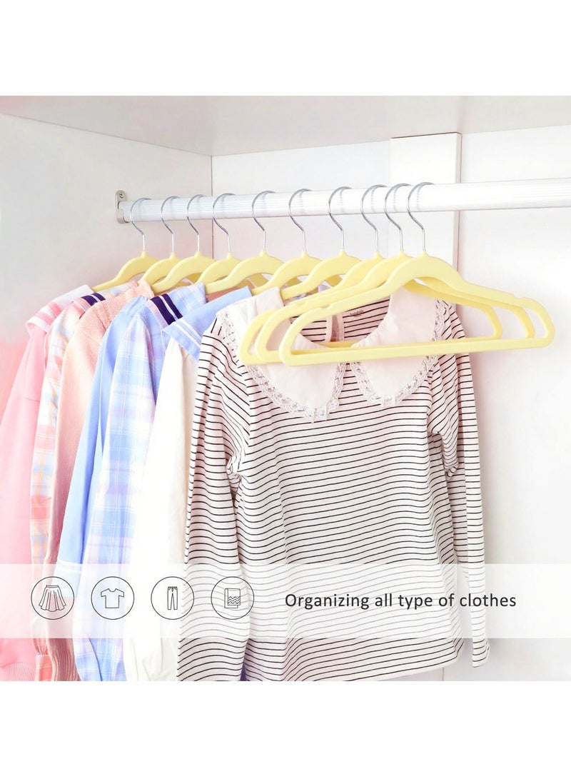 ihomeshop Cute Children's Flocking Hangers, Anti-slip PET Material, 10-Piece, 35cm, Yellow, for Kids' Wardrobe - Image 3