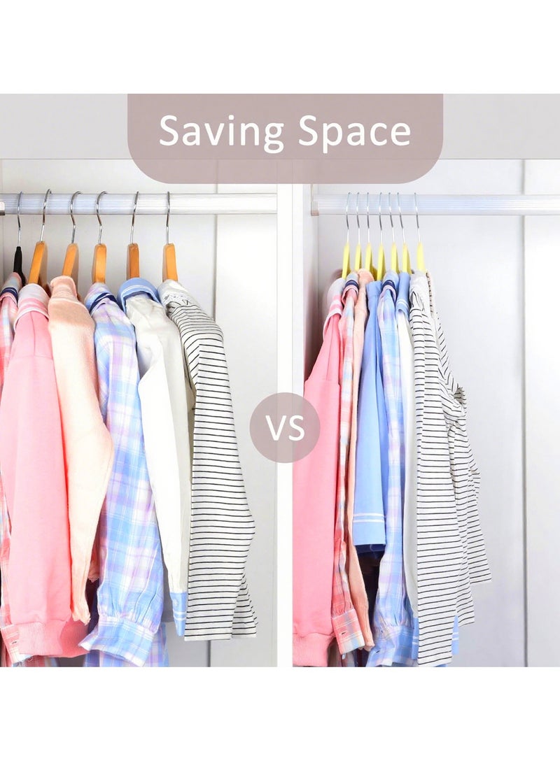 ihomeshop Cute Children's Flocking Hangers, Anti-slip PET Material, 10-Piece, 35cm, Yellow, for Kids' Wardrobe - Image 5