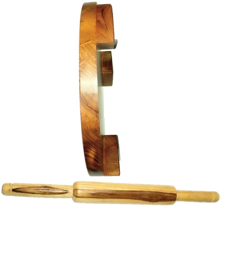 ARMAN SPOONS Handmade Teak Wood Rolling Board and Roller CHAKLA BELAN 9 INCH Diameter CHAKLA with 15 BELAN Teak Wood Royal Spoons - Image 2