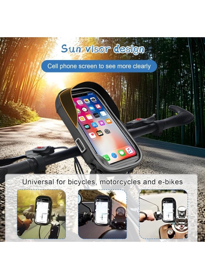 Arabest Bike Phone Holder Waterproof, 360 Rotatable Bicycle Phone Mount with Touchscreen Handlebar Bag, Secure Cycling Motorbike Phone Case for Navigation Riding Commuting Outdoor Use, Black - Image 2