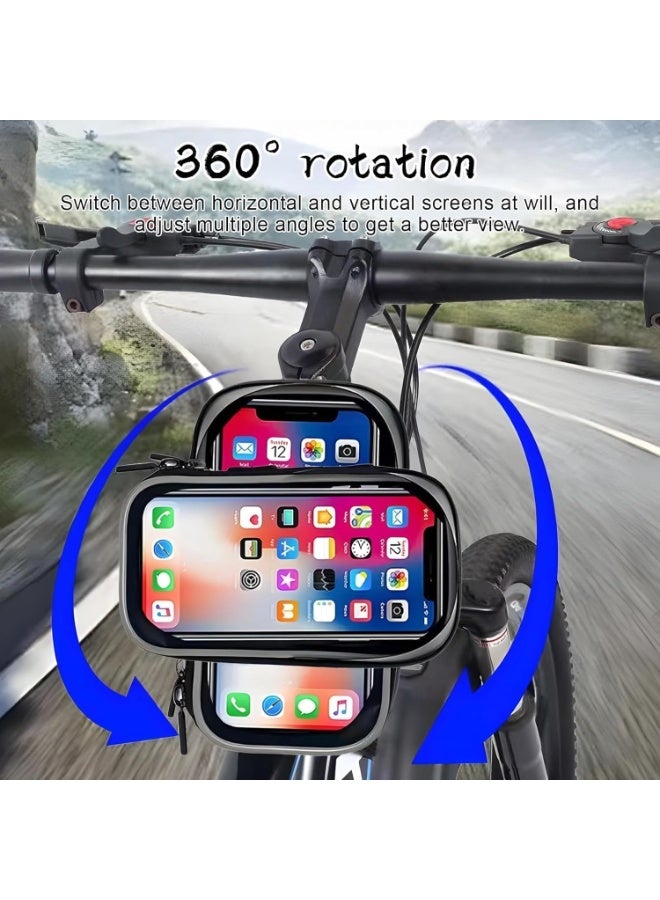 Arabest Bike Phone Holder Waterproof, 360 Rotatable Bicycle Phone Mount with Touchscreen Handlebar Bag, Secure Cycling Motorbike Phone Case for Navigation Riding Commuting Outdoor Use, Black - Image 4