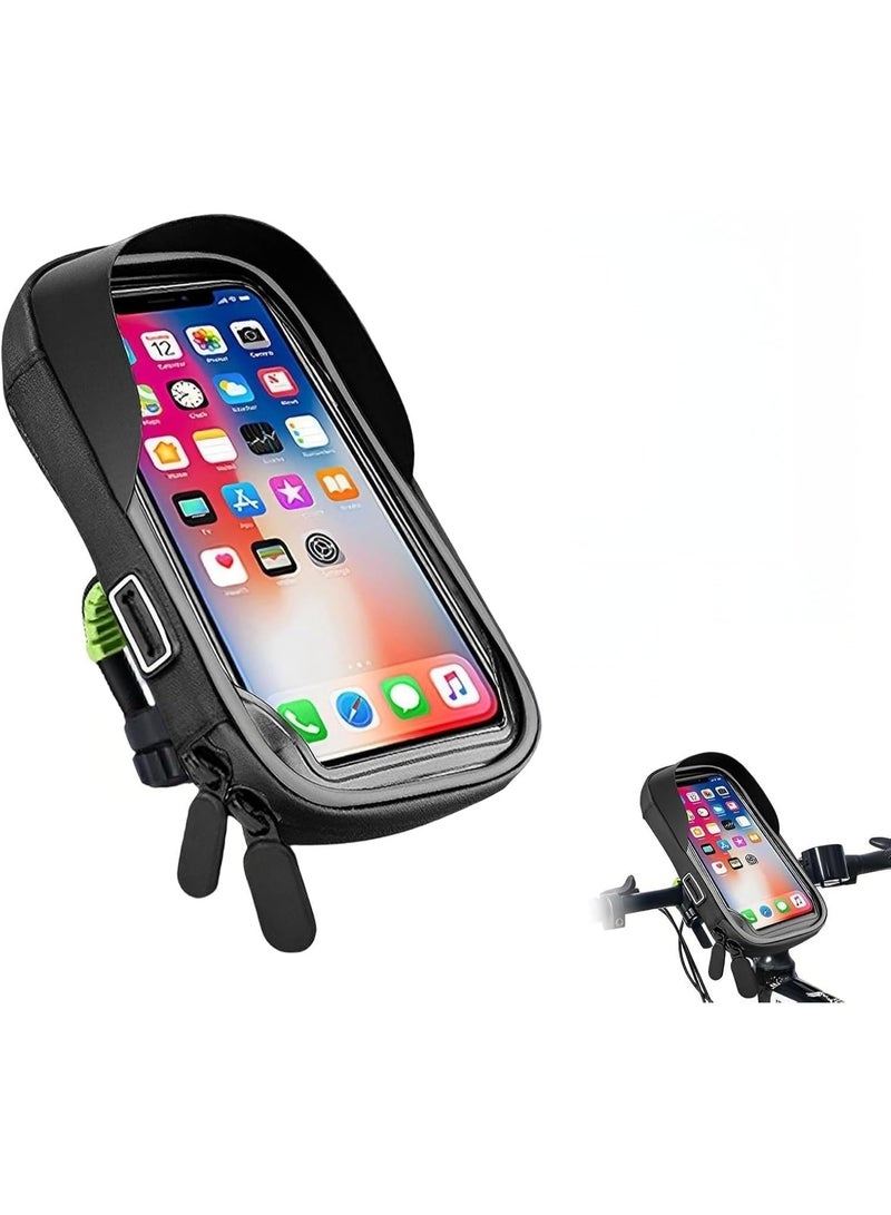 Arabest Bike Phone Holder Waterproof, 360 Rotatable Bicycle Phone Mount with Touchscreen Handlebar Bag, Secure Cycling Motorbike Phone Case for Navigation Riding Commuting Outdoor Use, Black - Image 1
