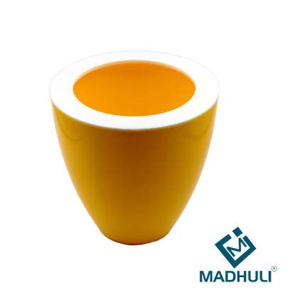 MADHULI Gardencia Convex Planter, Polypropylene with UV Planter, Flower Planter, Indoor & Outdoor Pot, Decoration Planter, Plant Pot with Bottom Tray for Home & Garden 8 Inch, Yellow, Pack of 2 - Image 2