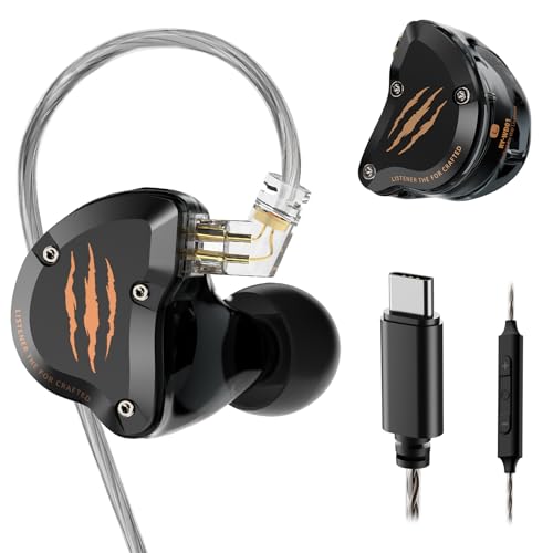 Rythflo In Ear Monitors Headphones, HiFi Wired Earbuds with Noise Isolating, Type-C with Microphone Earphone, IEM Headset with Detachable Recessed 2Pin Cable for Gaming, Musicians, Singer (with Mic USB-C) - Image 1