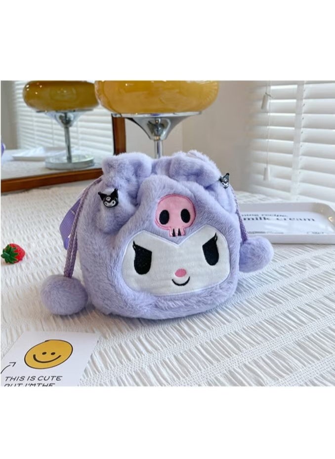 Generic Sanrio Kuromi Shoulder Bag Plush Bag Crossbody Bag Bucket Storage Bag  - Image 4