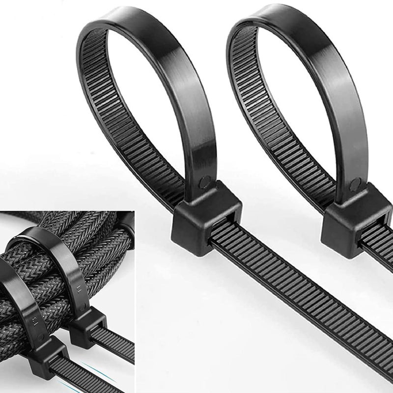 SHIVANSH TECHNOLOGY® Teeth Grip Nylon Self Locking Zip Cable Ties,Black(300 mm x3.6 mm,12" inch,Pack of 100)Multi-Purpose Heavy Duty Cord Management Ties,Plastic Ties for Home,Office,Garden,Workshop. - Image 3
