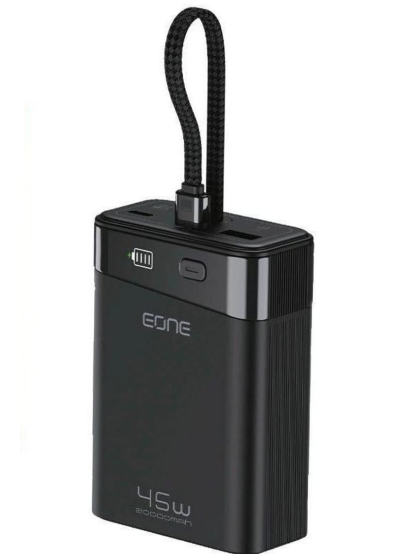 EONE Model E1203098 High-Capacity Portable Charger with 45W Output and Built-In Cable for Travel and Daily Use - Image 1