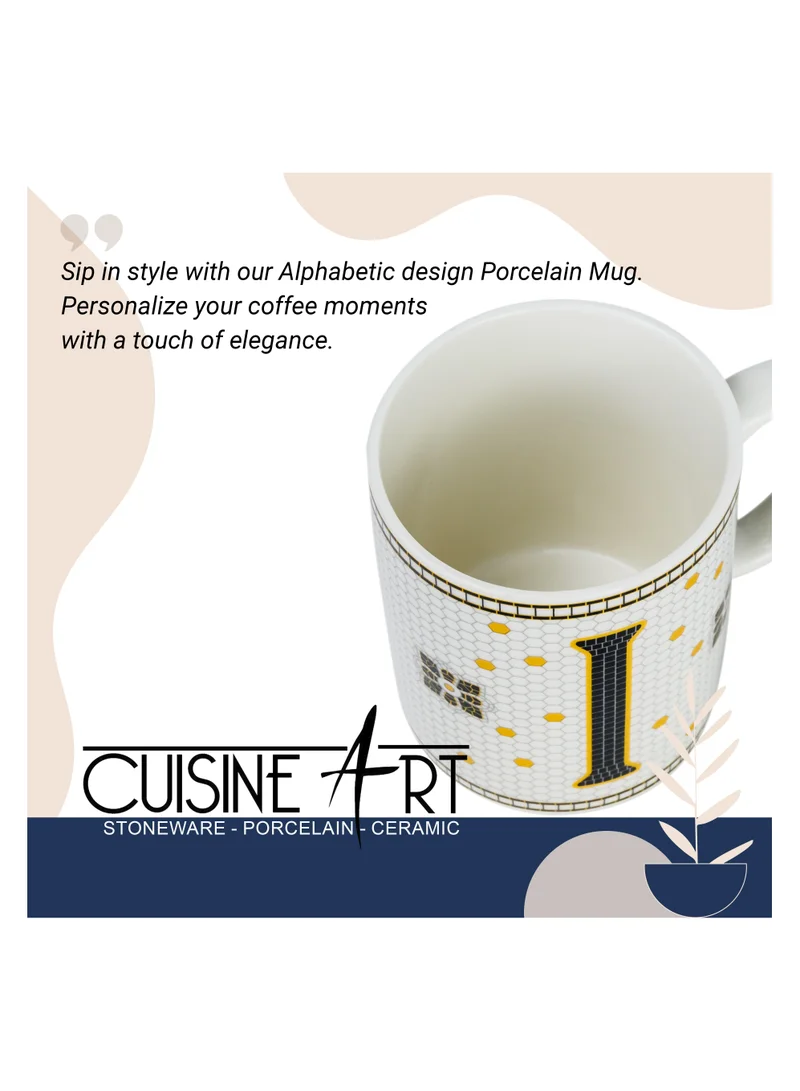 Cuisine Art Cuisine Art Letter I Printed Porcelain Ceramic Tea Coffee Mug 300ml - Stylish and Durable Mug for Hot Beverages