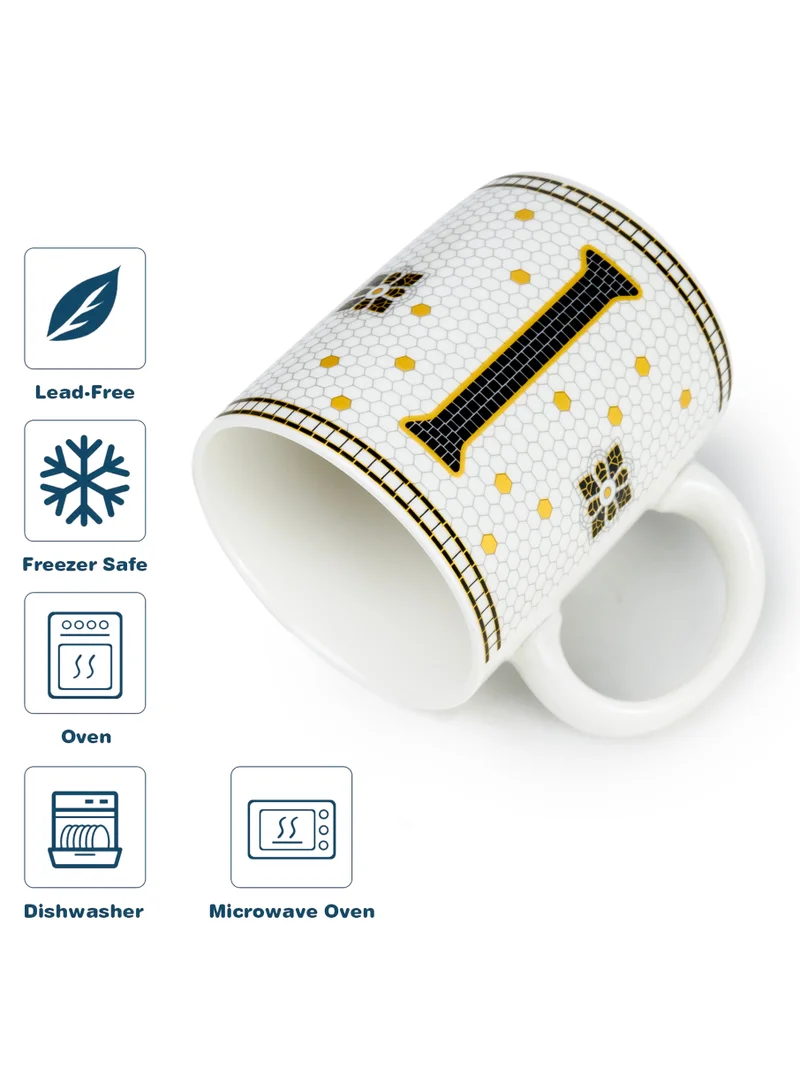 Cuisine Art Cuisine Art Letter I Printed Porcelain Ceramic Tea Coffee Mug 300ml - Stylish and Durable Mug for Hot Beverages