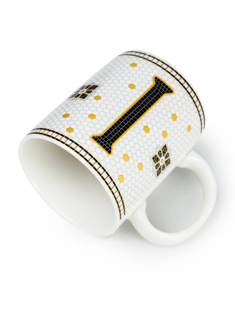 Cuisine Art Cuisine Art Letter I Printed Porcelain Ceramic Tea Coffee Mug 300ml - Stylish and Durable Mug for Hot Beverages