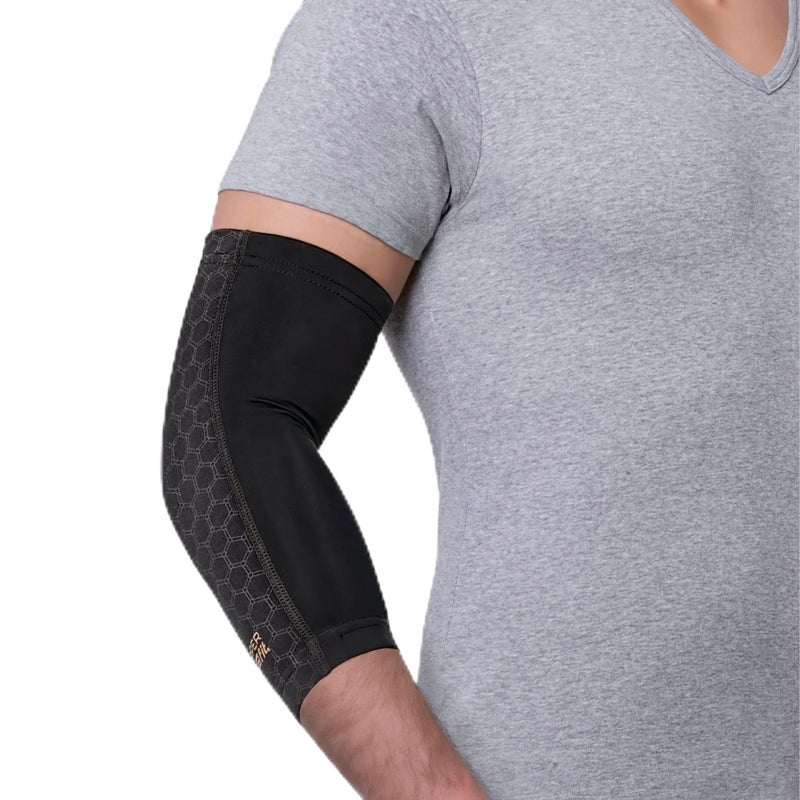 Copper Fit unisex adult Elbow Compression Sleeve Hosiery Black Medium US