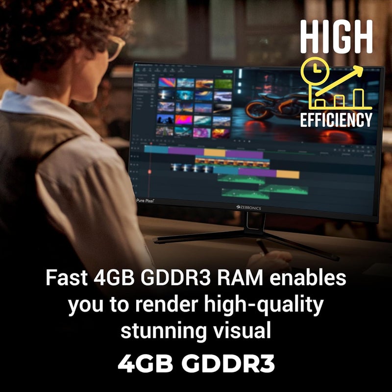 ZEBRONICS بطاقة الرسوميات GT740-4GD3، pci_e_x16 مدعومة من NVIDIA، 4GB GDDR3، 128-بت، Pcie3.0، حتى 2560 × 1440 @60Hz، مخرجات متعددة - HDMI | DVI | VGA، دعم Physx، مبرد مع مروحة، كفاءة عالية - Image 5