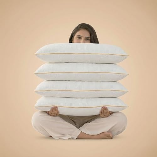 SleepyCat Orthopaedic Memory Foam Pillow for Better Shoulder and Neck Support, Set of 4 (Standard Size, 25x16 inches, White, Bamboo Fabric) - Image 1