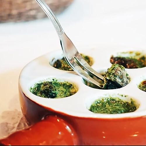 jinsongdafa Ceramic escargot baking plate,for appetizers, grilled snails, scallops, 9.33-inch(2 pieces) tableware with handle, oven safe, suitable for homes, restaurants, hotels and foodies, Brown - Image 5