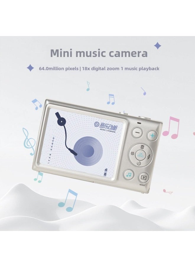 Generic Camera Vintage Digital Student Party Music Camera Entry Level Small Travel Selfie Retro Card Machine-Body Color:Silver  - Image 3