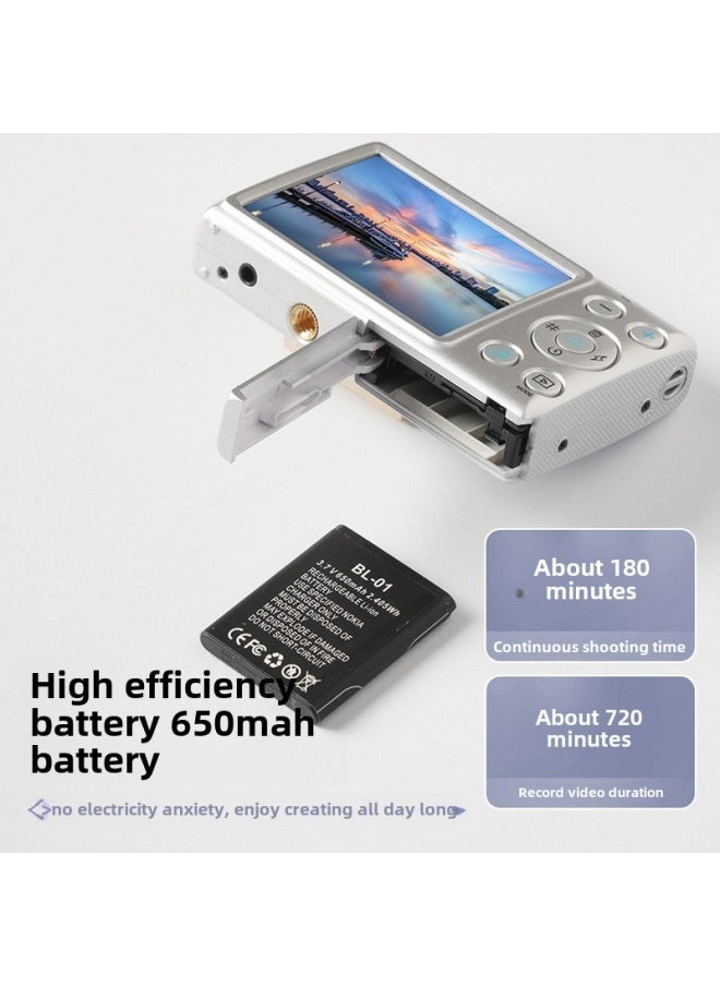 Generic Camera Vintage Digital Student Party Music Camera Entry Level Small Travel Selfie Retro Card Machine-Body Color:Silver  - Image 4