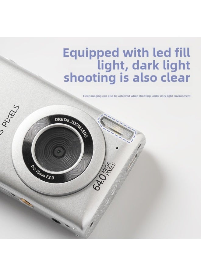 Generic Camera Vintage Digital Student Party Music Camera Entry Level Small Travel Selfie Retro Card Machine-Body Color:Silver  - Image 5