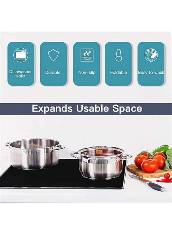 بيوينتي Large Induction Hob Protector Mat, Hob Cover, Silicone Cover for Induction Hobs, Electric Cooker Scratch Protector for Induction Stove, Ceramic Hob Covers, Multifunctional Silicone Mats (61x53cm) - Image 5