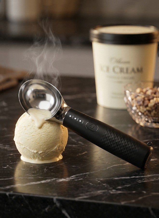 Electric Heated Ice Cream Scoop, Rechargeable 3 Heat Levels Ice Cream Spoon, IPX6 Waterproof Non-Stick Frozen Yogurt Gelato Scooper with Large Capacity Battery(Brown) - Image 2