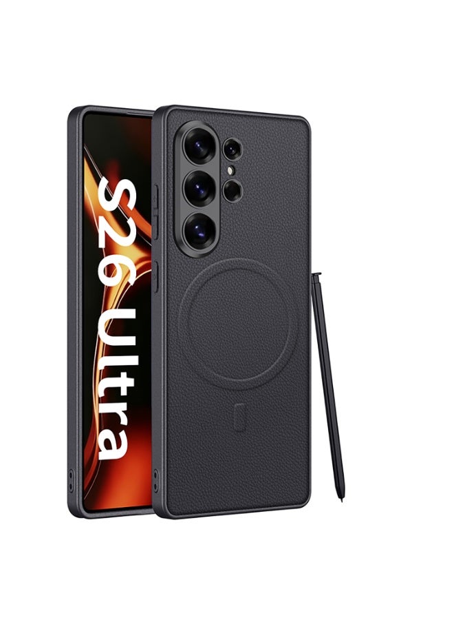 GKK Luxury Leather Case for Samsung Galaxy S26 Ultra (2026) , Ultra-Thin, Anti-Drop, All-Round Protection Phone Cover Support MagSafe Wireless Charging with Pen Slot Design - Pen NOT Included - Image 1