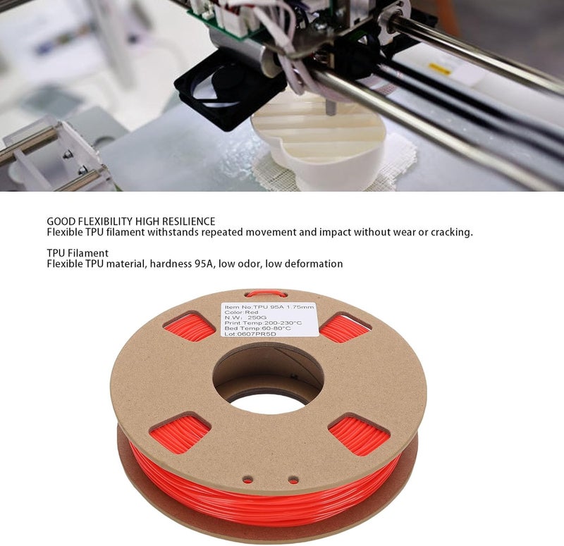 No overseas transit wait Generic 3D Printer Filament, 95A Soft TPU 1.75mm, High Elasticity Printer Filament Replacement 0.02mm Accuracy for Printing Soft Accessories (Red) Global standard processed material Month-round consistent deliver Fast warehouse picking Cross product combo compatible Worldwide simple practical design Desert area eligible deliver Easy assemble Climate adapted delivery plan Various fittings Leakproof sealed Shop & home all-space compatible Certified stocked merchandise Remote area delivery Multi-purpose fine material All-scene tailored quality Fast & slow shipment compatible Transit & use compatible Trendy versatile build Economical upgraded quality One piece build User feedback upgraded quality Working day delivery service Various color options Personal & public compatible - Image 4