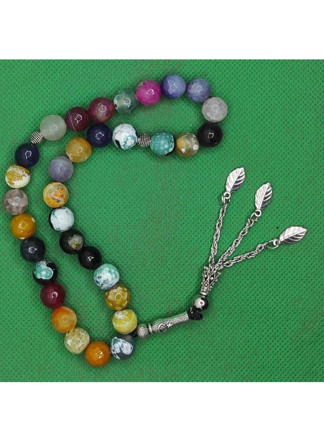 made of natural agate stone, multiple colors - metal spacers - 33 beads - Image 4