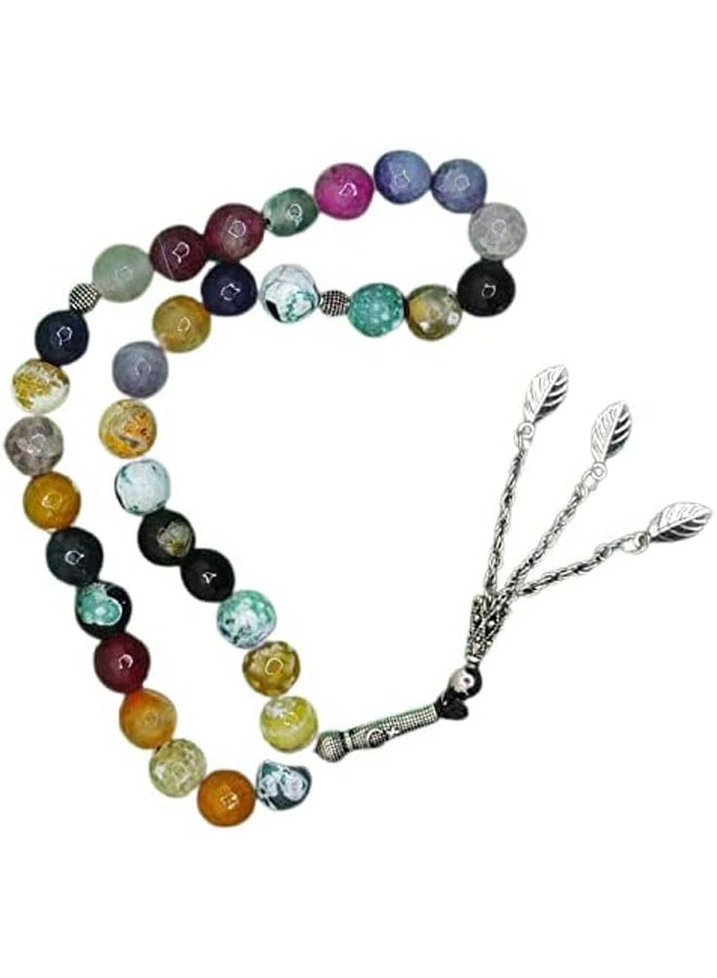 made of natural agate stone, multiple colors - metal spacers - 33 beads - Image 2