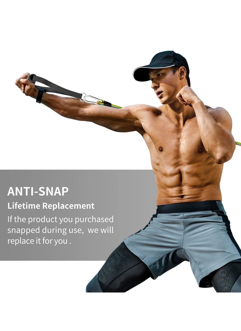 14-Piece Anti-Snap Resistance Band Exercise Set 14 Pieces with Handles, Door Anchor, Ankle Straps, Training Manual and Carrying Bag
