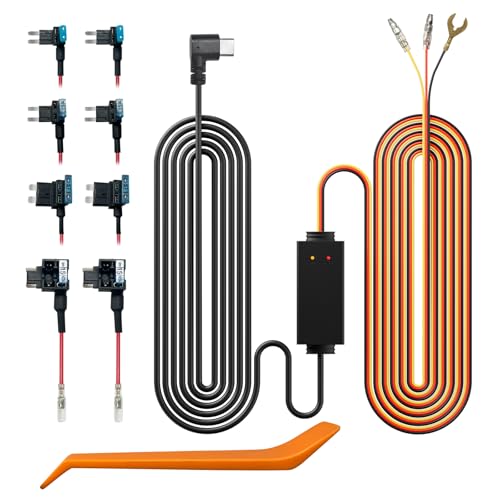 REDTIGER Dash Cam Multi-Size Hardwire Kit with Dual Indicator Light, USB C Power Port, Includes 4 Types of Fuses Adapters,24H Parking Monitoring with Low Voltage Protection - Image 1